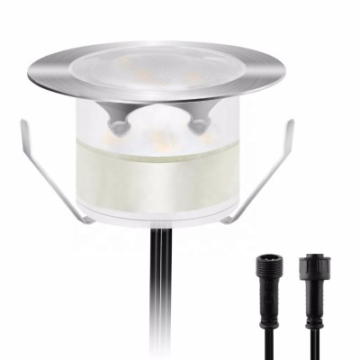 1W Waterproof IP67 Round Stainless Steel Driveway Up Lamp DC12V Recessed LED Patio Floor Lighting For Outdoor